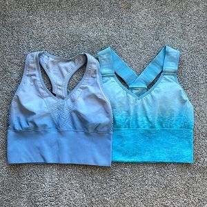 Two longline VS Pink sports bras